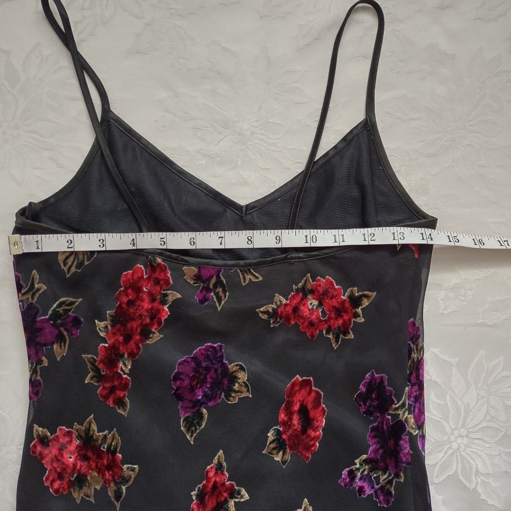 Y2K vintage v-neck vintage slip dress floral velvet burnout gown maxi - Picture 5 of 10
